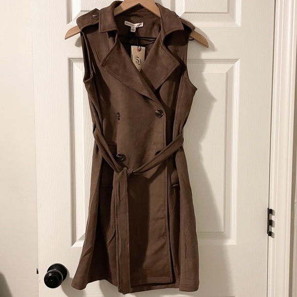 NEW Sincerely Jules Brown Suede Dress with Belt - size small - Picture 3 of 7